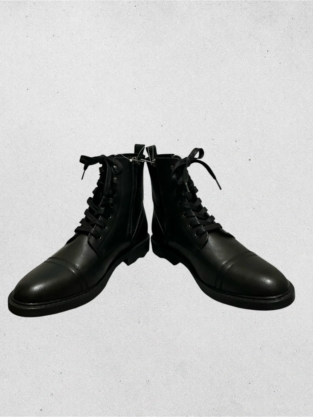 Unlisted. Black Lace-Up Side-Zip Leather Boots